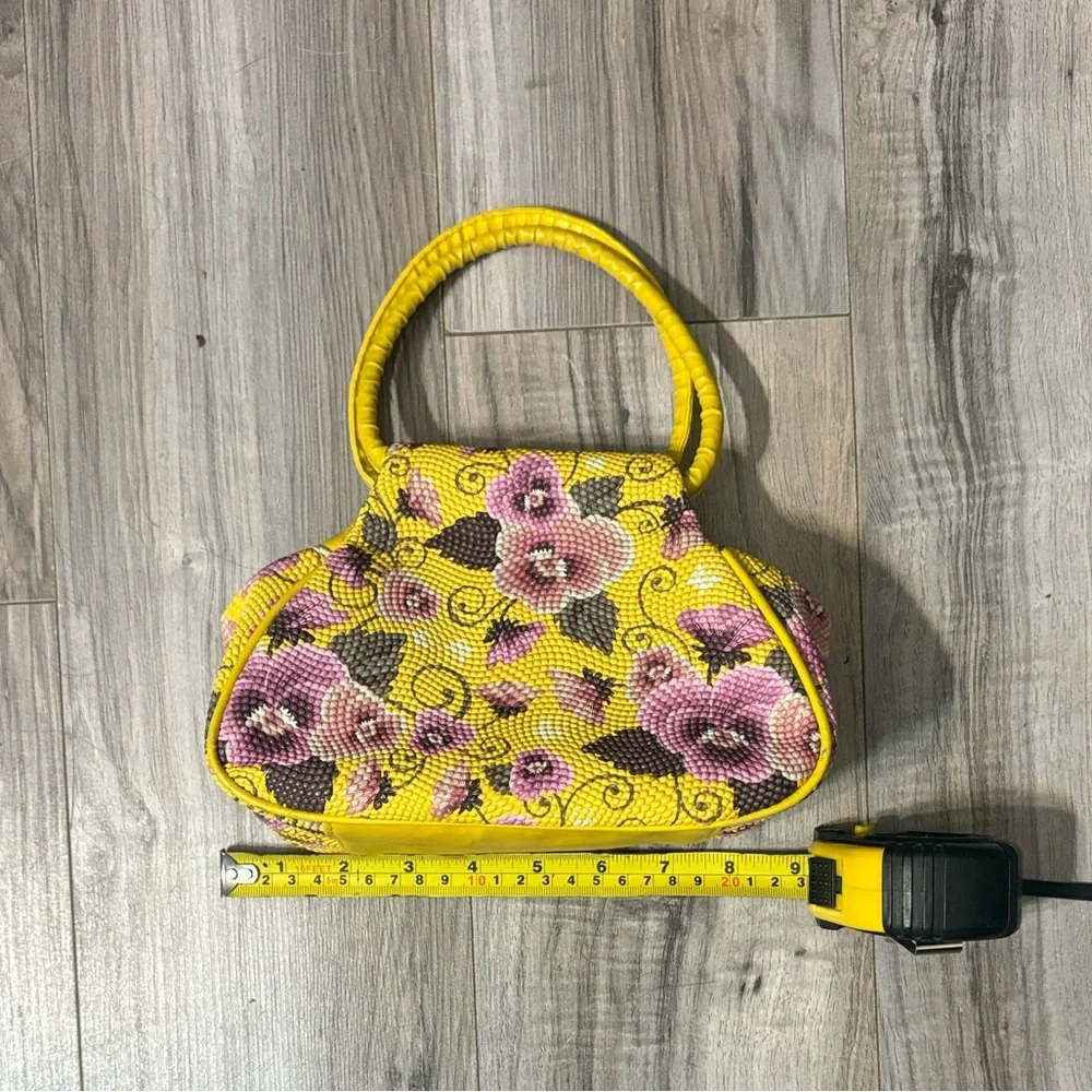 Floral Pebbled Yellow Mini Bag - Picture 8 of 8